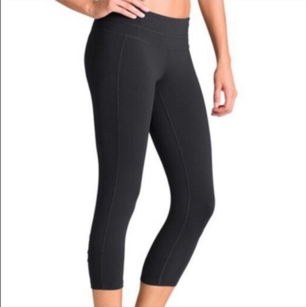 Athleta Balance Crop Ruched Leggings Black Activewear Women's Small S Athletic